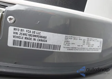 2021 Chrysler Pacifica Touring L from USA, damaged, VIN 2C4RC1BG9MR598468